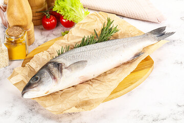 Raw seabass fish for cooking