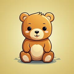 Obraz premium Charming and Youthful Flat Bear Illustration with Soft, Fun Colors
