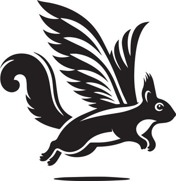 recommend clip art: black Flying Squirrel simple vector, Flying Squirrel logo vector black and white