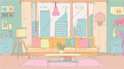 Living room in the city