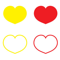 A big yellow and red heart. Isolated on white and black background. Vector illustration EPS 10