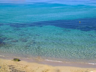 Fototapeta premium hidden cove with rock beach on the island of Ibiza. High quality photo