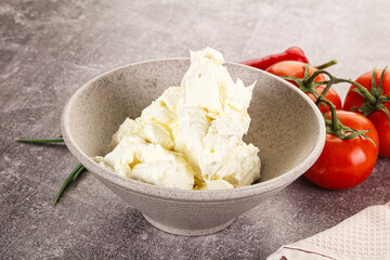 Soft Philadephia cheese in the bowl