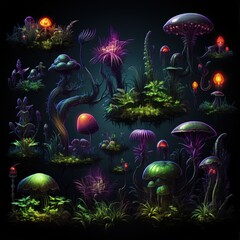 Colorful and Playful Mushroom Sprite Sheet for Role-Playing Game Assets