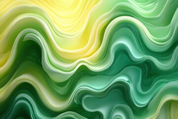 Obraz premium Abstract Wavy Green and Yellow Paper Pattern