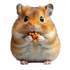 Cute hamster holding food in paws, showcasing its playful and adorable nature. Perfect for pet or animal-themed projects.