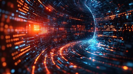 Fototapeta premium Cybersecurity technology is depicted with illustrative elements, highlighting the role of modern technology in data protection.