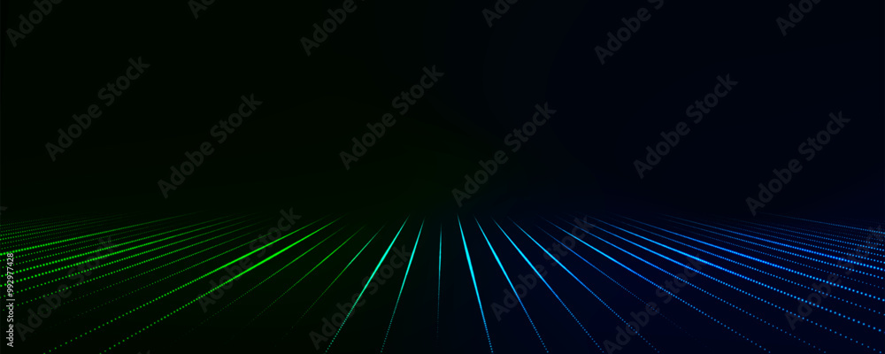 Poster vector gradient perspective grid on dark background. digital cyberspace. network connection structur
