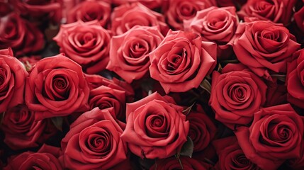 Vibrant red roses wallpaper featuring lush blooms in daylight for elegant interior decor, romantic settings, and nature-inspired design projects

