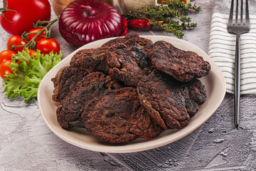 Liver pancakes in the bowl