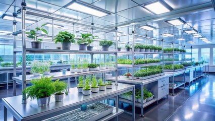 Modern Agricultural Laboratory with Indoor Plant Research