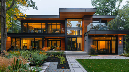 Architecture 3d rendering of minimal modern house