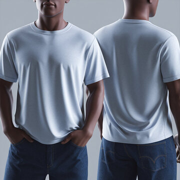 Mockup Set of isolated Understated Style Blank white tshirt with front and back views