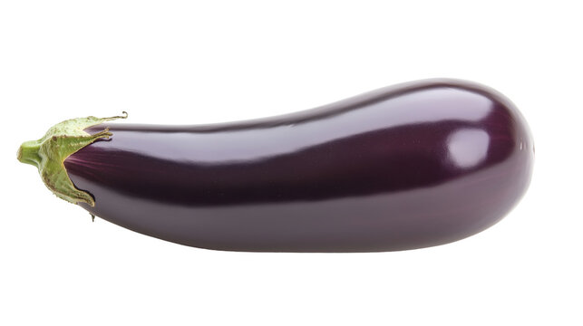 A deep purple eggplant isolated on transparent png.