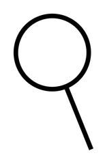 Black outline of a magnifying glass. Ideal for search, discovery, investigation, research, exploration. Simple clean modern.
