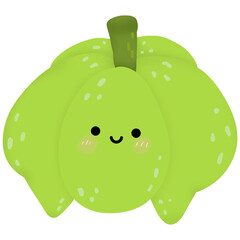 Cute kawaii pumpkin ,green pumpkin cartoon character