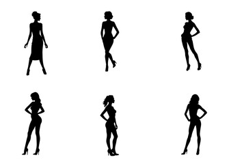 silhouettes set of beautiful sexy women