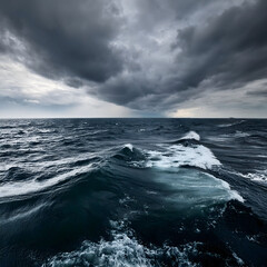 Ocean Under a Grey Sky