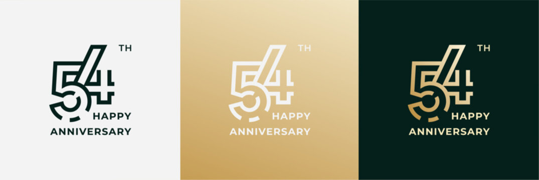 Logo 54th, 54 years anniversary, Creative design template for celebration, birthday, greeting and invitation. Editable file