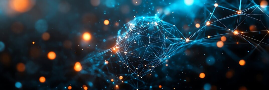 Abstract Background with Blue and Orange Network Connections