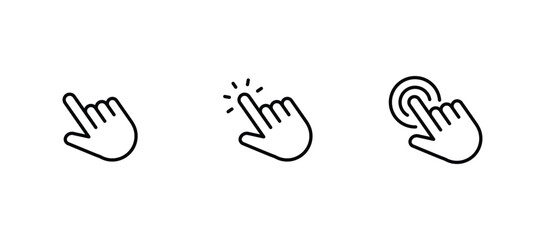 Hand pointer icons. Pointer click icon vector