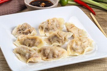 Asian steamed dumplings with meat