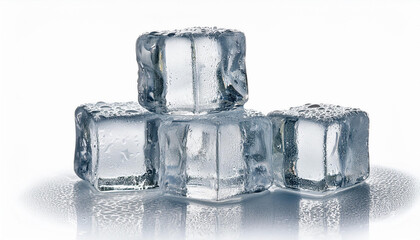 pile of melted ice cube on white background