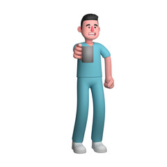 Male Nurse Illustration in 3D. A male nurse is seen standing casually while holding a drinking glass. Professional Healthcare