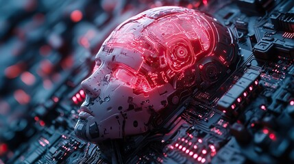 The rise of technological singularity with deep learning algorithms, illustrating the future of advanced artificial intelligence.