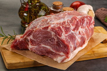 Raw pork neck meat for cooking