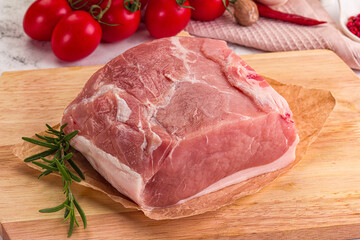 Raw pork meat piece for cooking