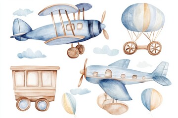 Watercolor Airplanes.