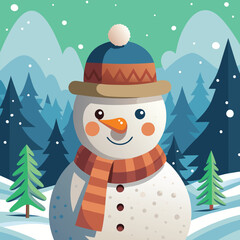 snowman with christmas tree