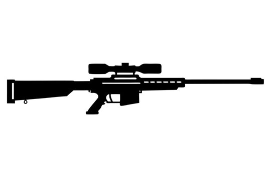 black sniper rifle silhouette on white clip art preview