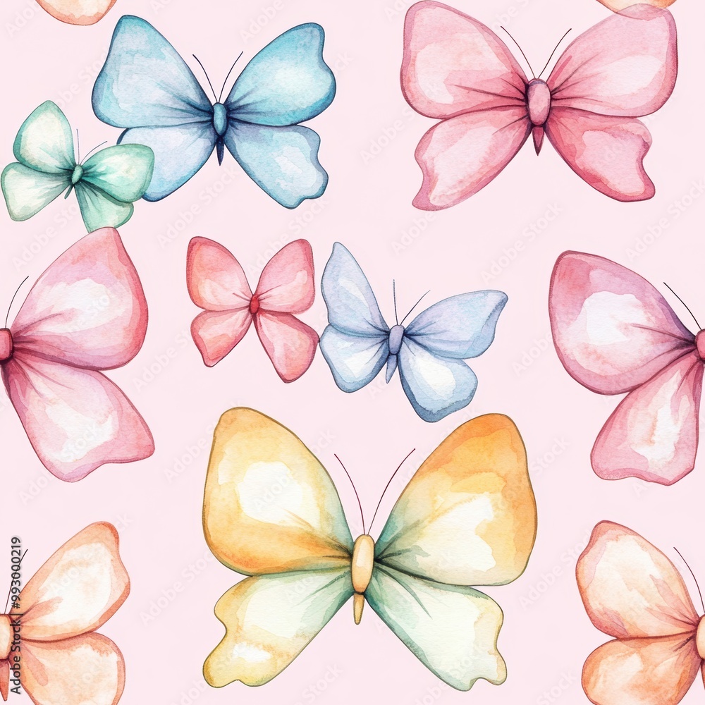 Wall mural Watercolor Butterflies.