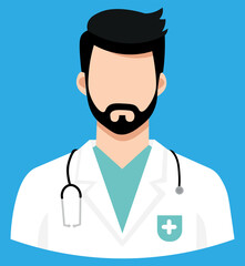 Illustration of a doctor, flat style, clipart, for designers