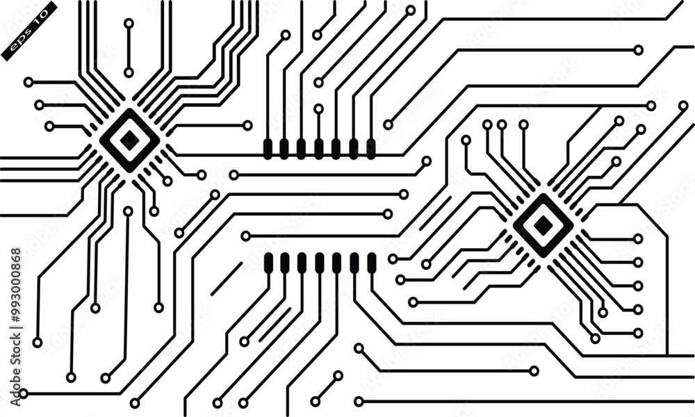 Fototapete vector of printed circuit board or pcb suitable for tecnology background element and wallpaper