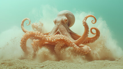 Octopus Burrowing in Sand: Underwater Wildlife Photography