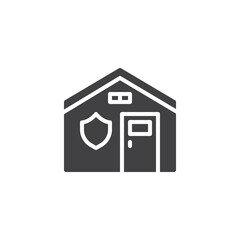 House with a protective shield vector icon