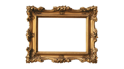 Elegant antique golden frames PNG, featuring intricate carvings and a rich gilded finish, perfect for adding a touch of vintage charm to any decoration. Generative AI.