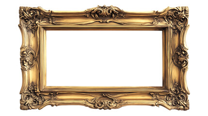 Elegant antique golden frames PNG, featuring intricate carvings and a rich gilded finish, perfect for adding a touch of vintage charm to any decoration. Generative AI.