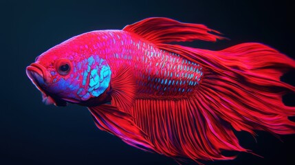 Vibrant betta fish showcasing bright colors against a dark background.