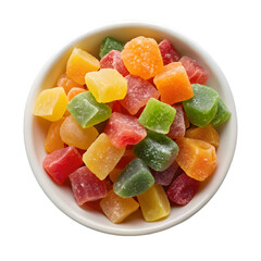 Candied fruits dried melon isolated on transparent background