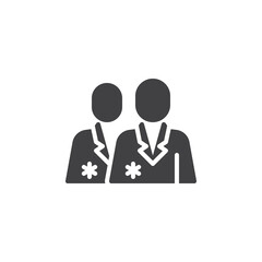 Group of people wearing medical coat vector icon