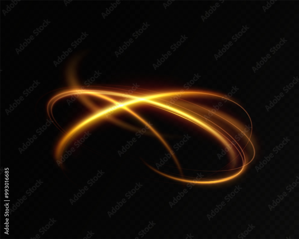 Fototapete shiny vortex rings shimmer on a transparent background. sparkling circles with light effect. light c