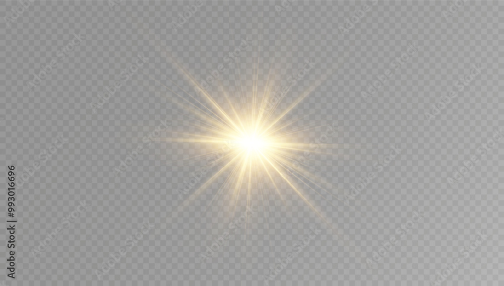 Poster white glowing light explodes on a transparent background. with ray. transparent shining sun, bright 