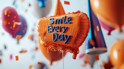 Colorful balloons and decorations with positive message for celebration
