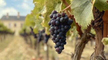 Naklejka premium Levitating Cabernet Sauvignon Grape Clusters