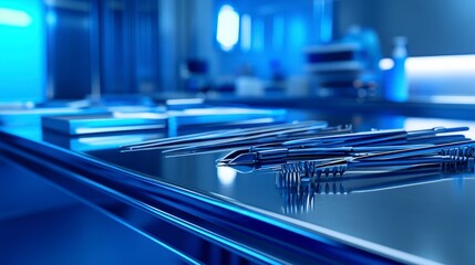 Sterile hospital environment with surgical instruments ready for medical procedure