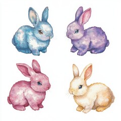 Fototapeta premium Cute Watercolor Bunnies.